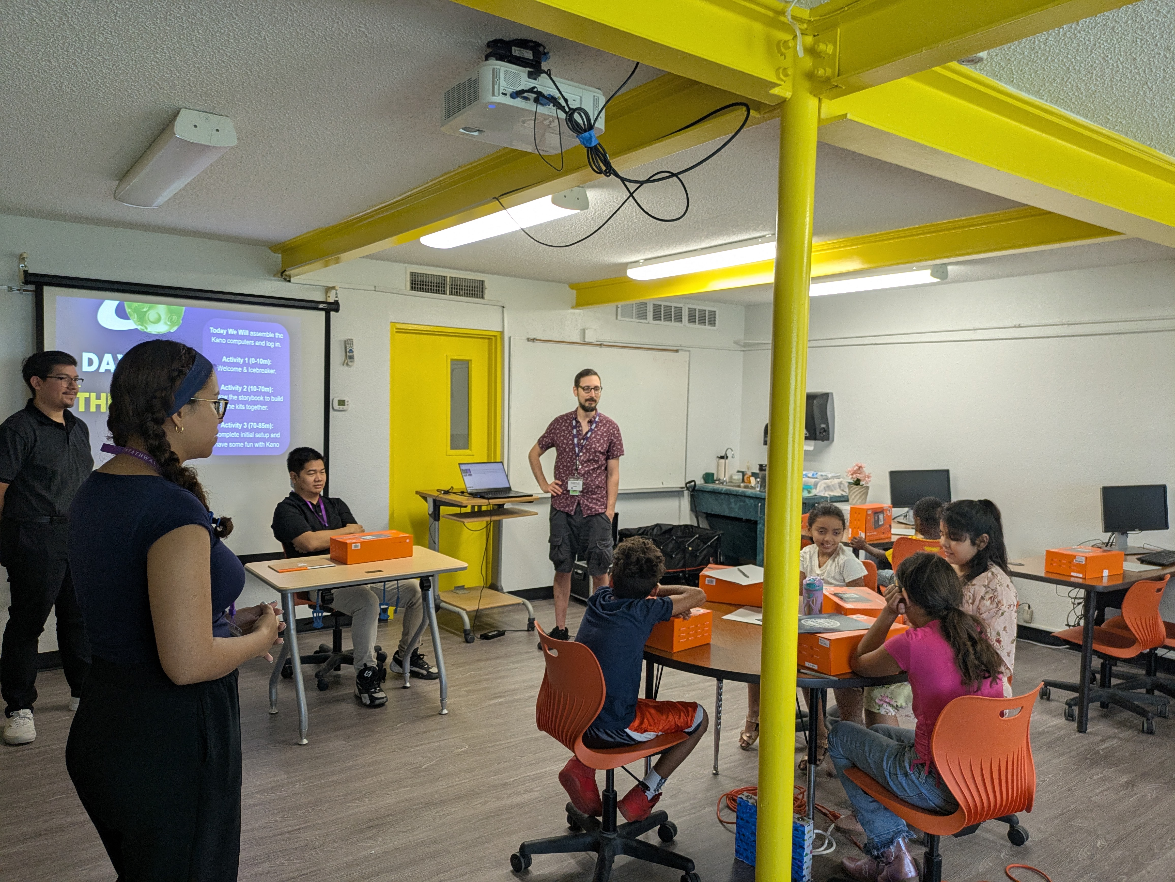 Kano computer kits set up on a table